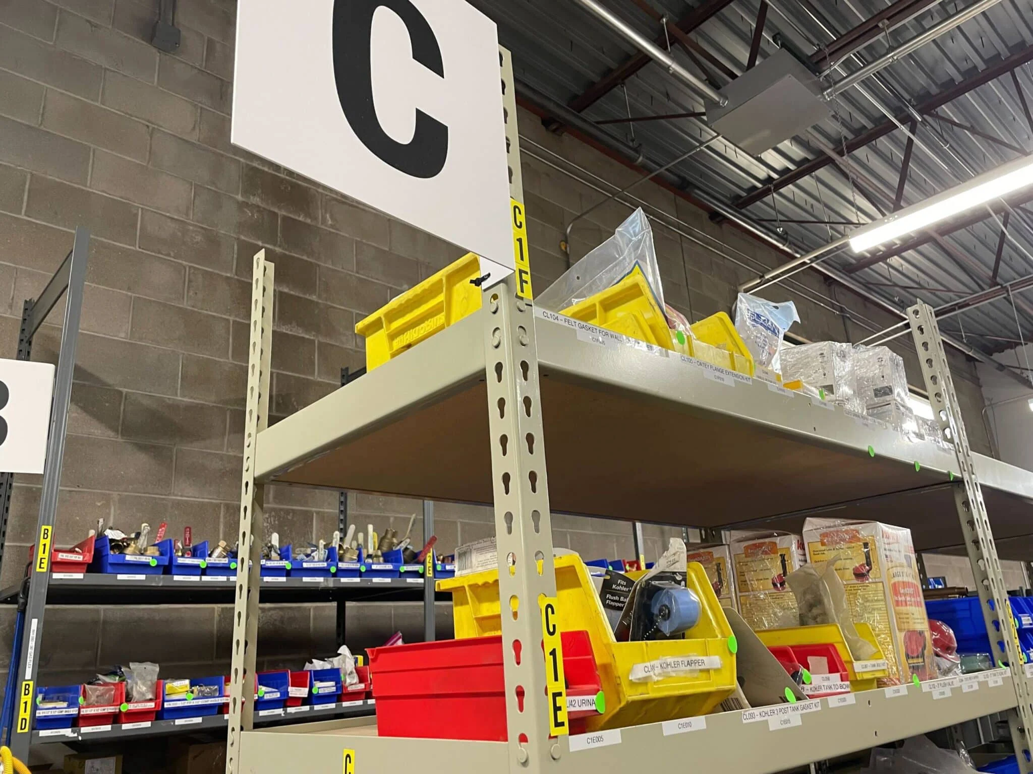 Organization at Done plumbing & heating's warehouse in Aurora, CO.