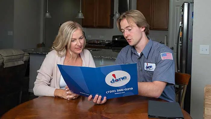 Done Plumbing, Heating, Cooling & Electric service truck in the Denver metro area