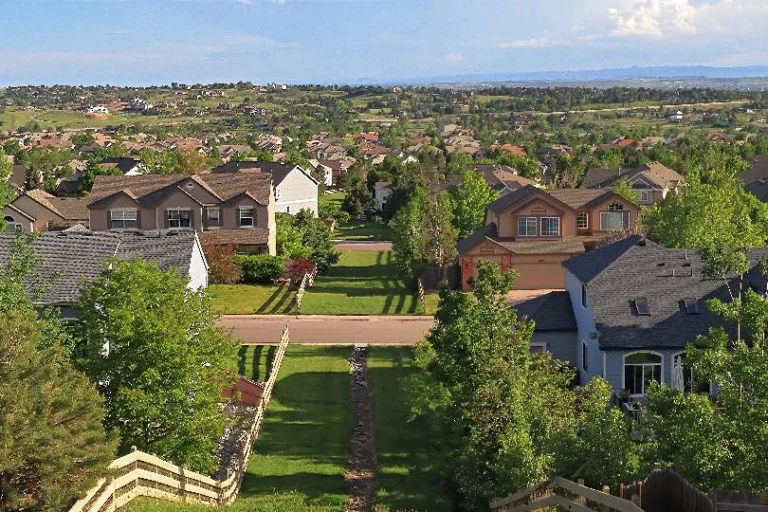 An aerial view of a Denver neighborhood