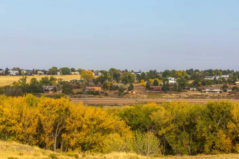 Littleton CO homes along the road during fall