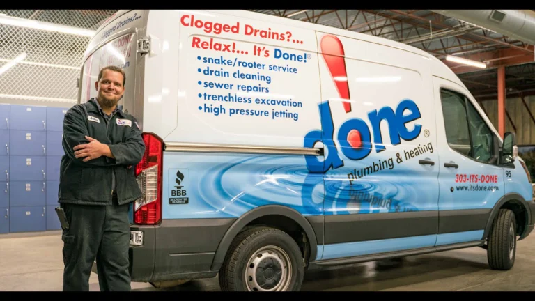 A photo of Aaron, a Done Plumber next to his truck