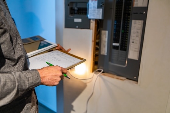 A person running tests on an electrical panel