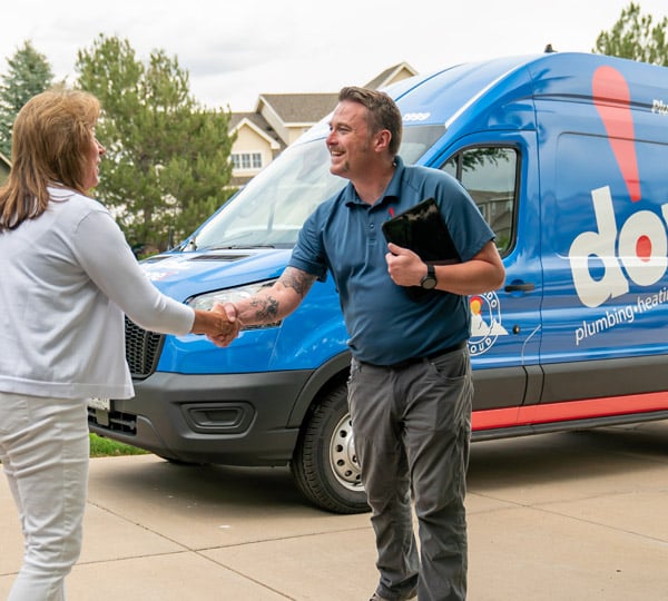 Done HVAC Technician Greets Customer