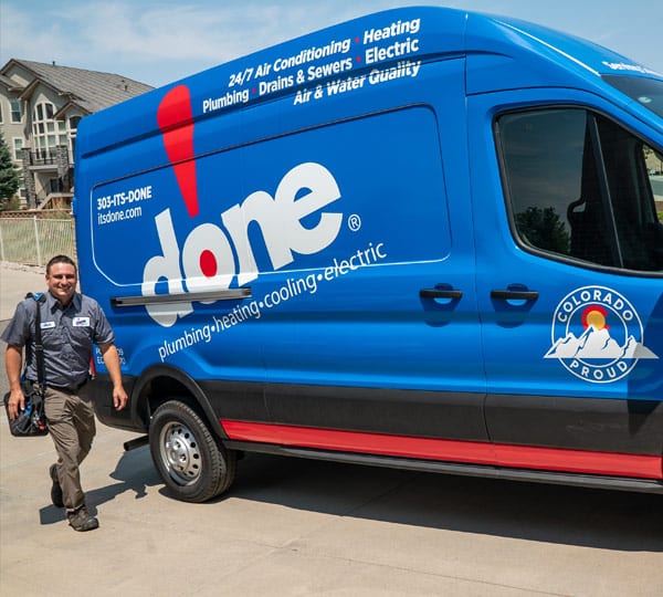 HVAC Service Van and Technician