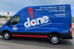 Done service truck on the road