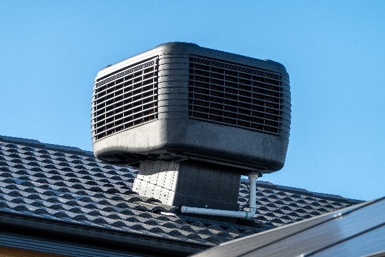 A swamp cooler on a roof