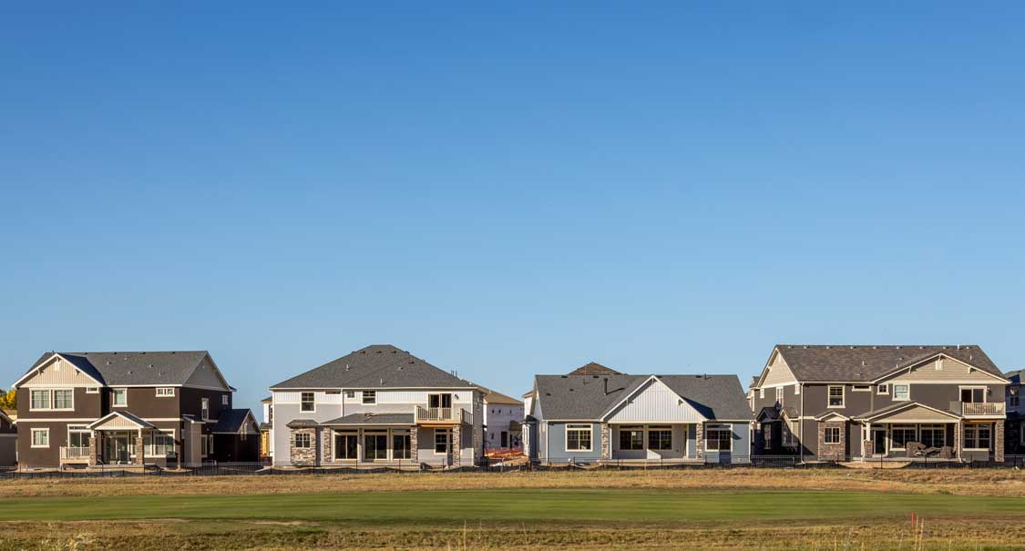 Row of modern suburban houses in Aurora, CO