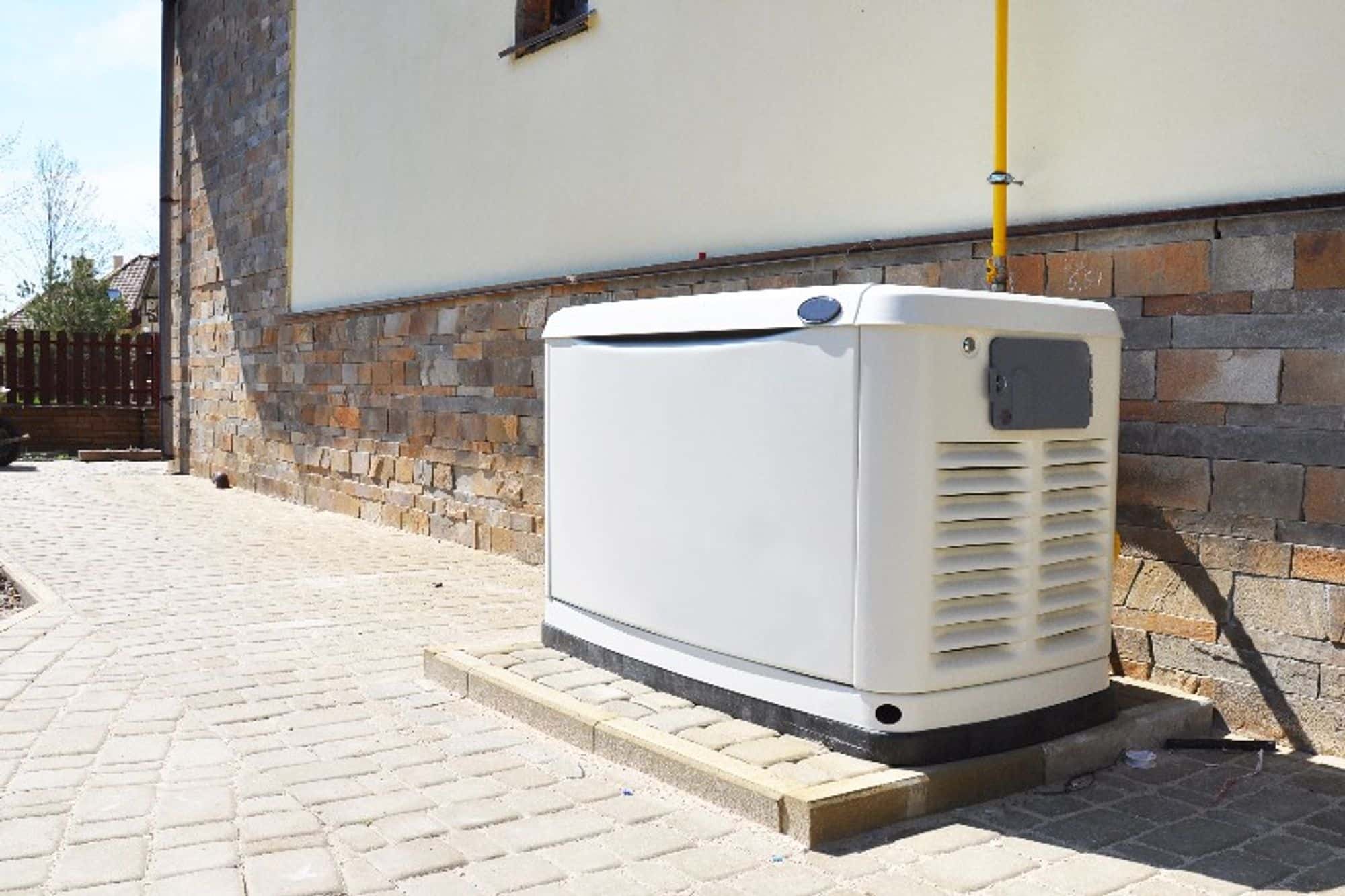 A backup generator installed outside a home