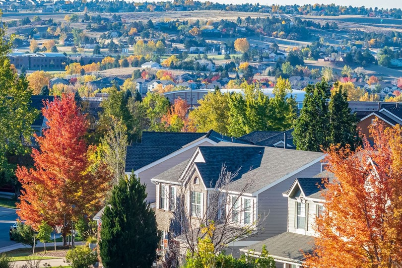 A sweeping image of homes in Centennial CO