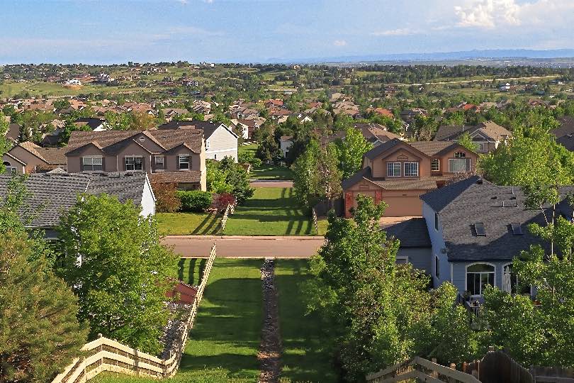 An aerial view of a Denver neighborhood