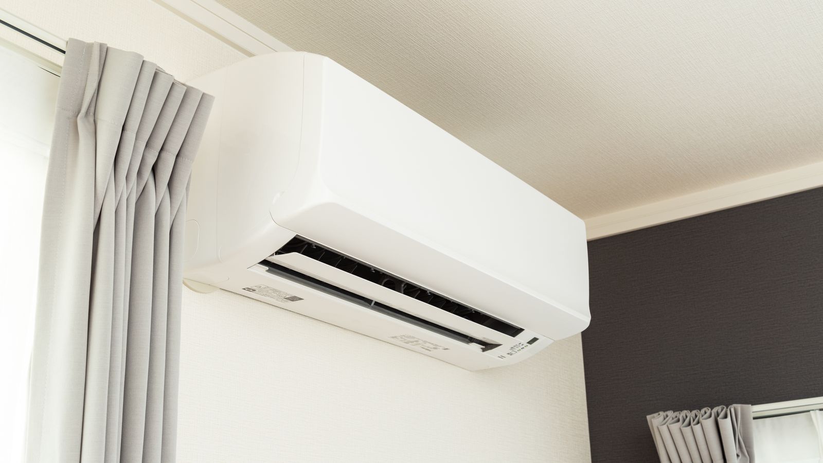 The head of a ductless mini split inside a room