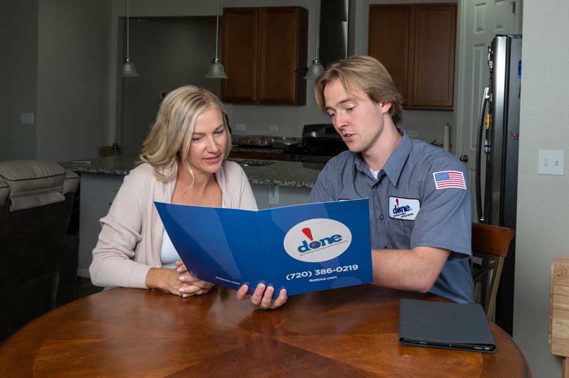 Discussing home repair financing options.