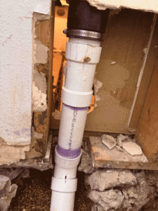 New PVC drain pipe installed during sewer line replacement in Westminster CO