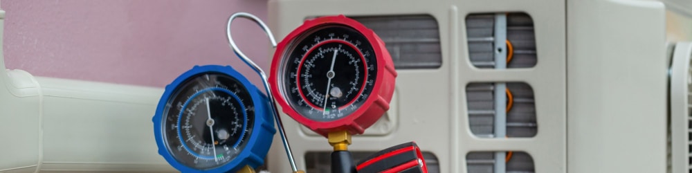 Up close of pressure gauges